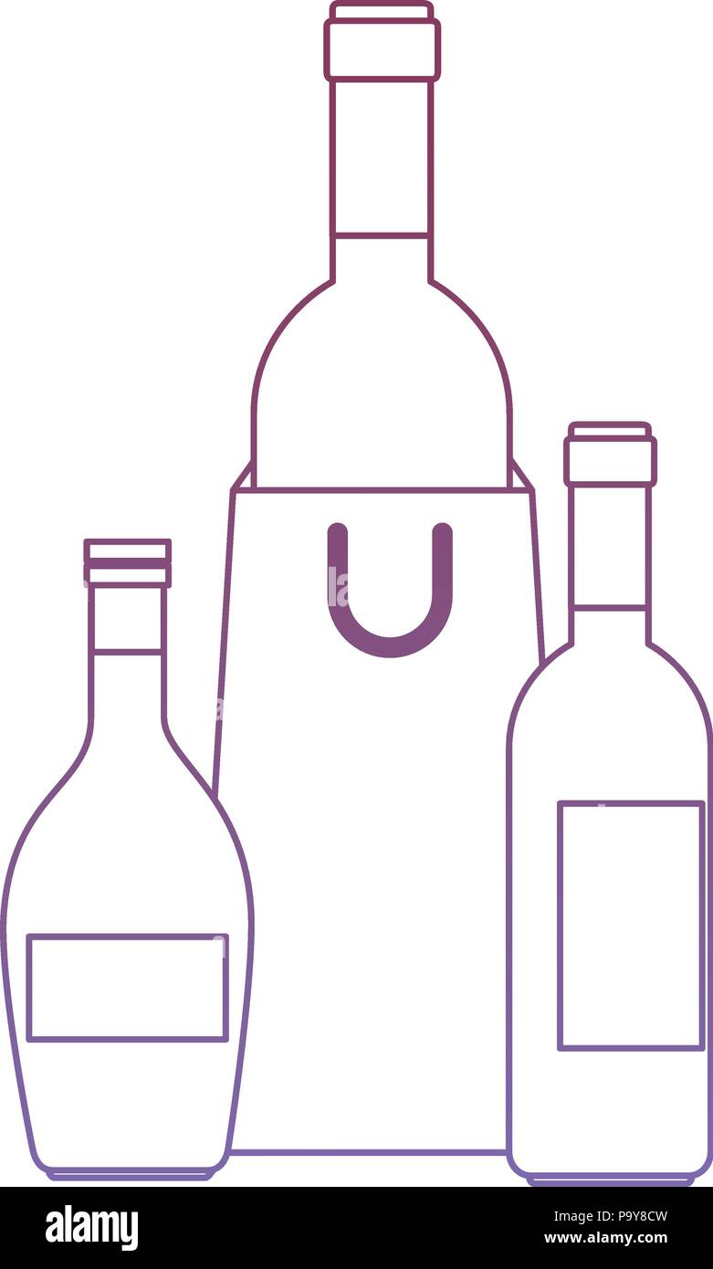 wine bottles with shopping bag vector illustration design Stock Vector