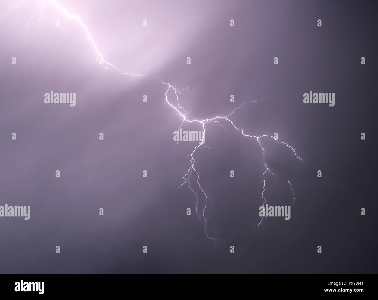 Fork lightning in the sky Stock Photo
