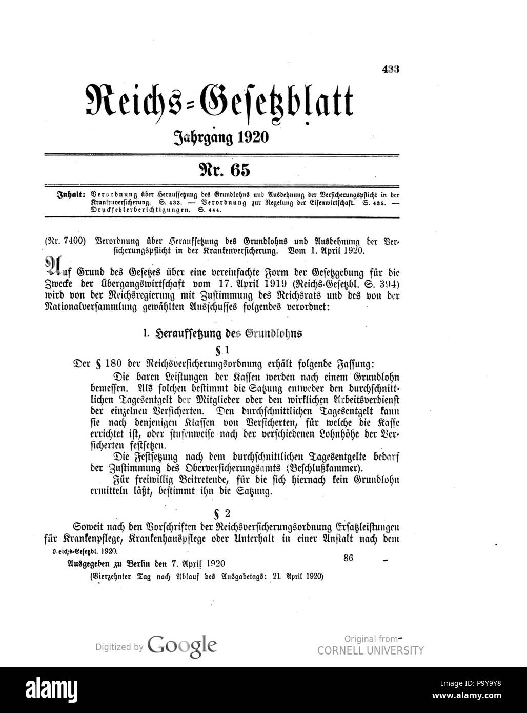 501 Deutsches Reichsgesetzblatt 19 065 0433 Stock Photo Alamy
