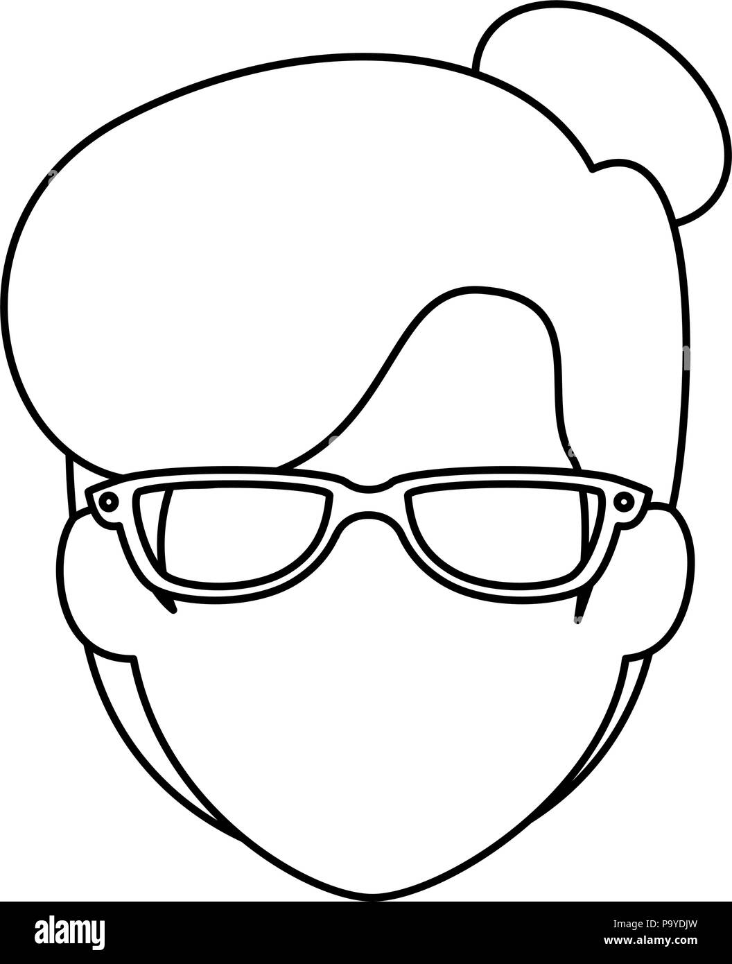 beautiful and young woman with glasses head character vector ...