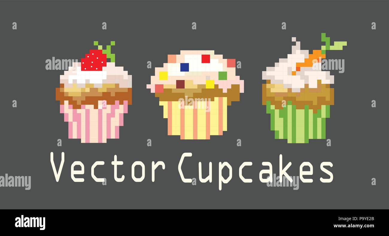 sets of cupcakes for decoration Stock Vector