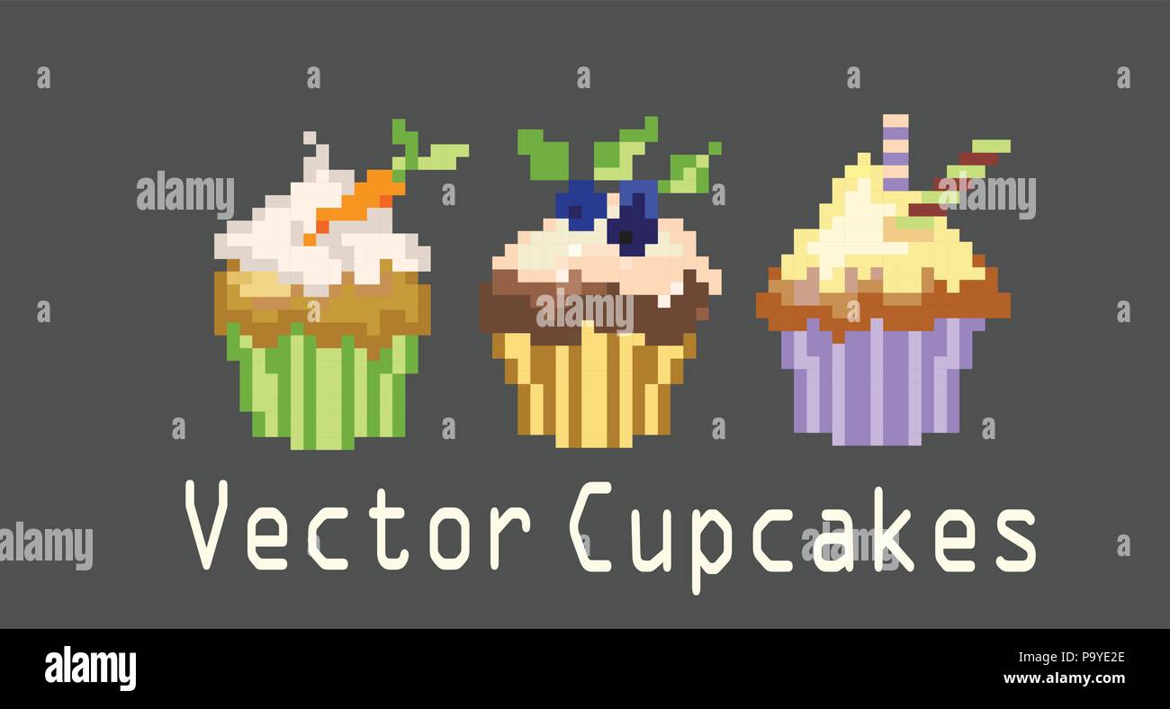 sets of cupcakes for decoration Stock Vector