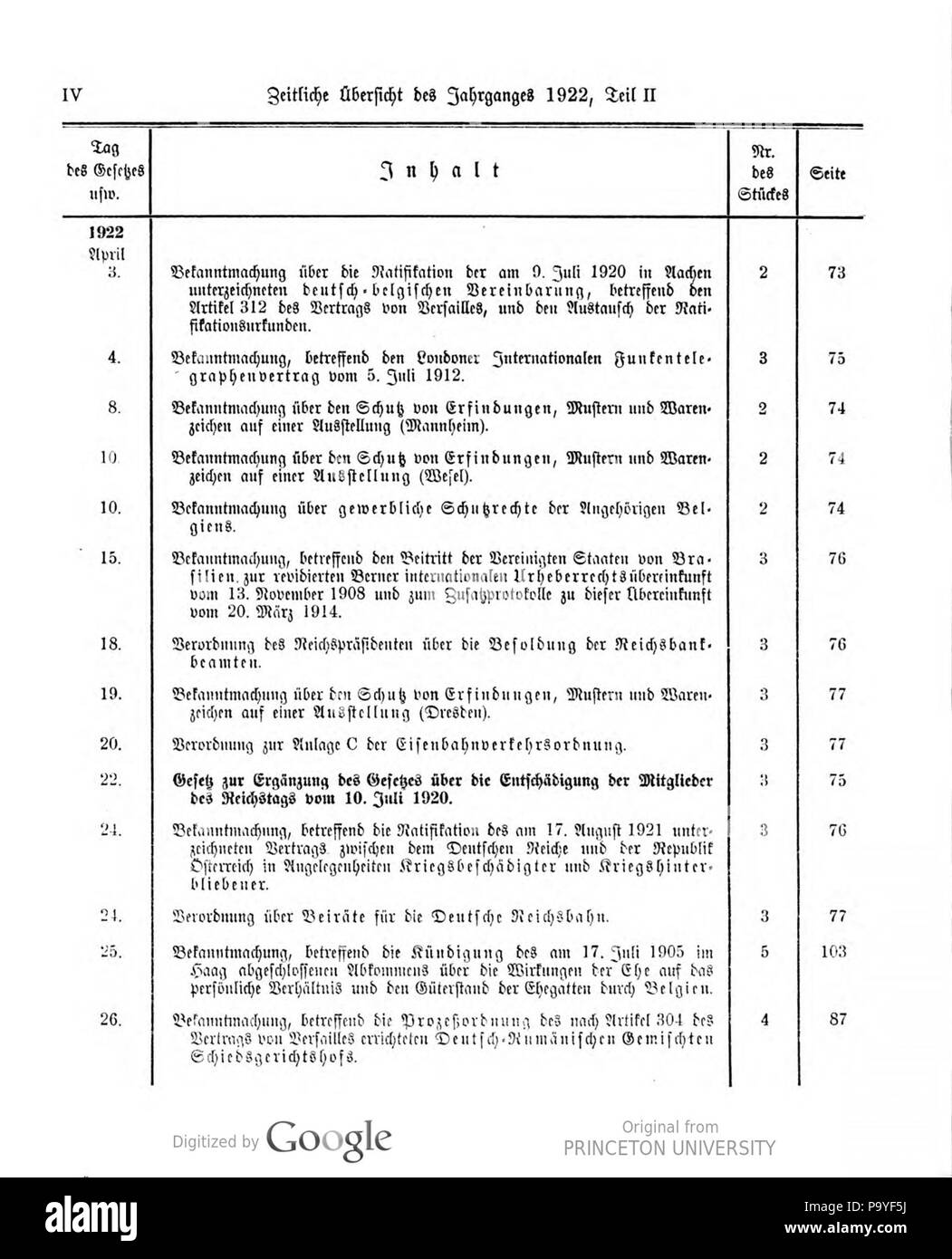  Foto zu 525 Deutsches Reichsgesetzblatt 22T2 000 0004 Stock Photo - Alamy 