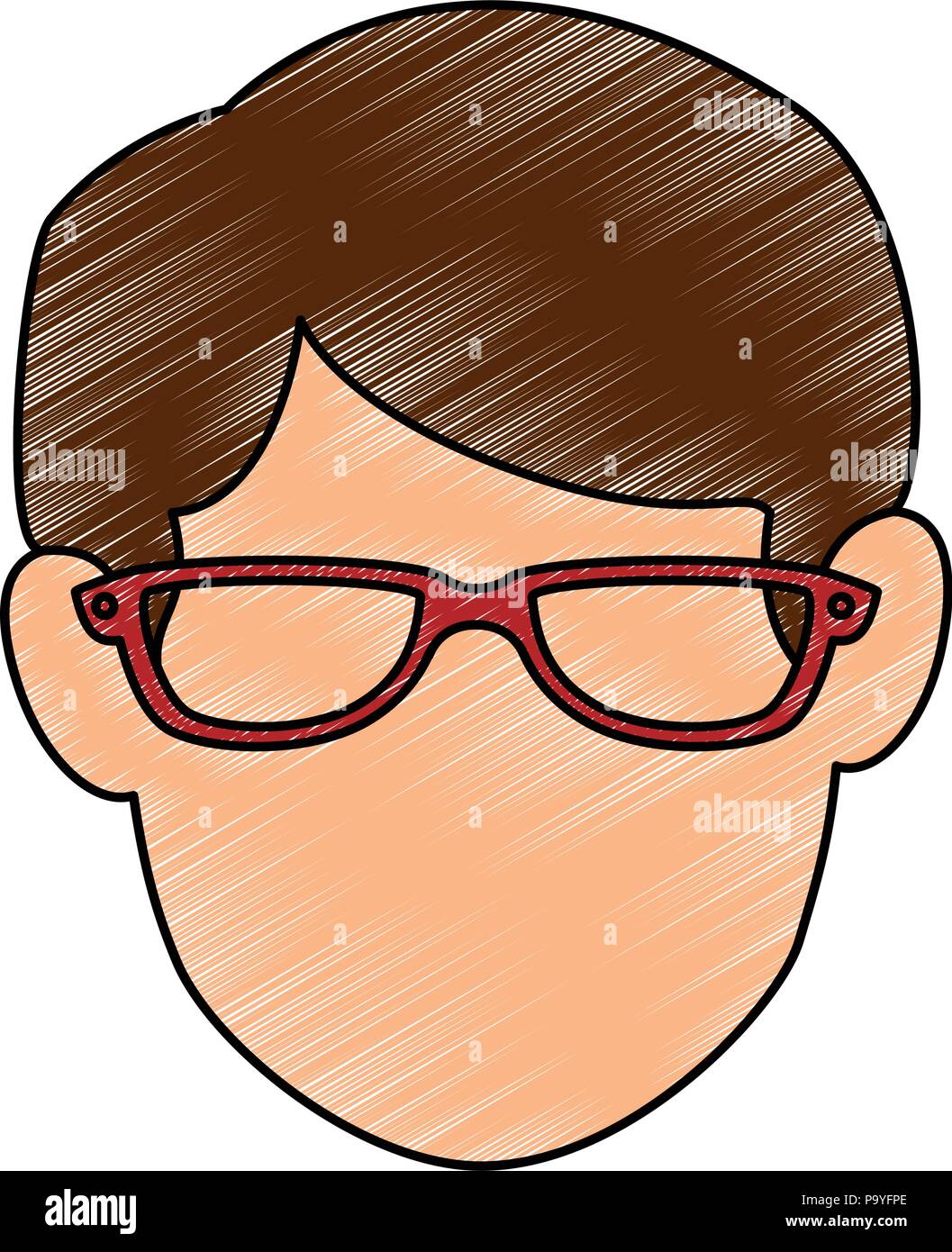 young man avatar head with glasses character vector illustration design Stock Vector Image & Art