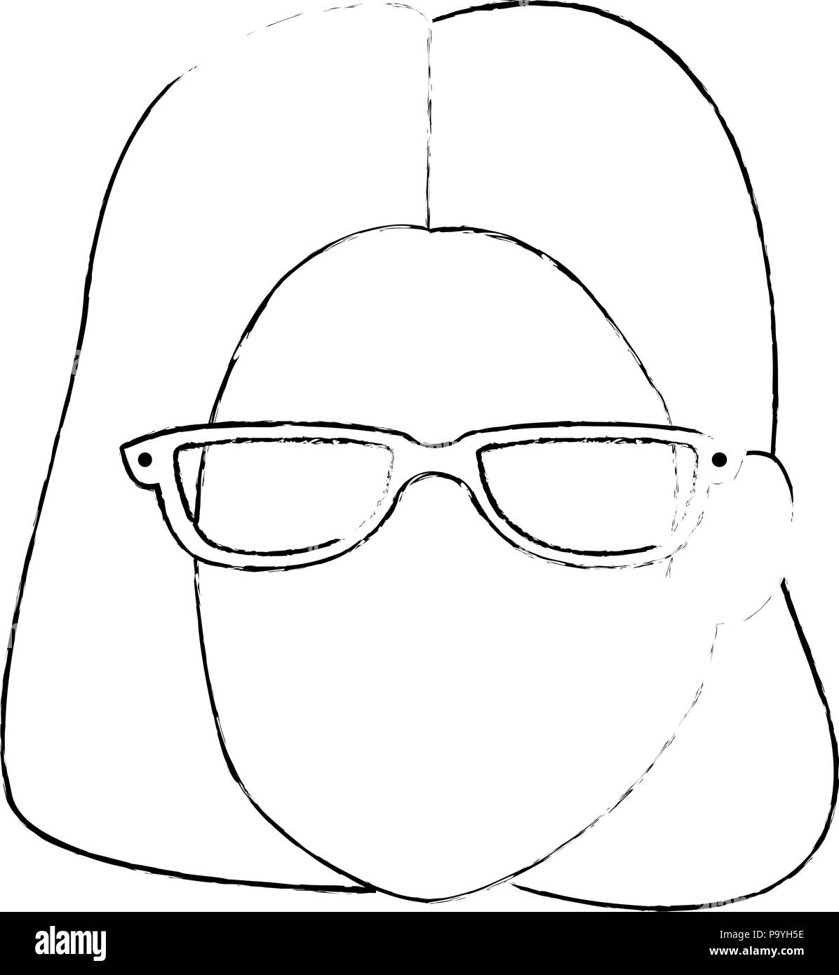beautiful and young woman with glasses head character vector ...