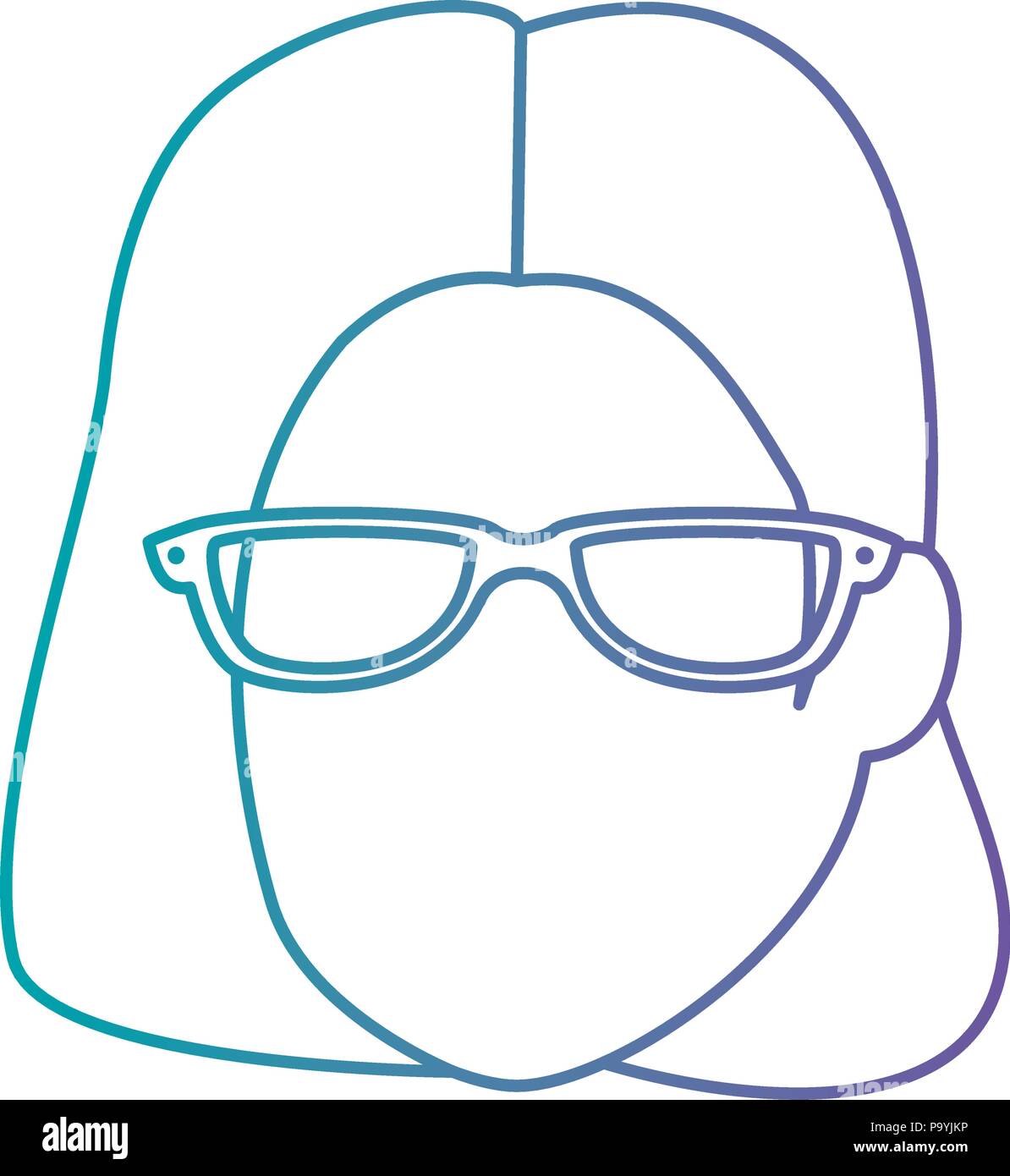 beautiful and young woman with glasses head character Stock Vector ...