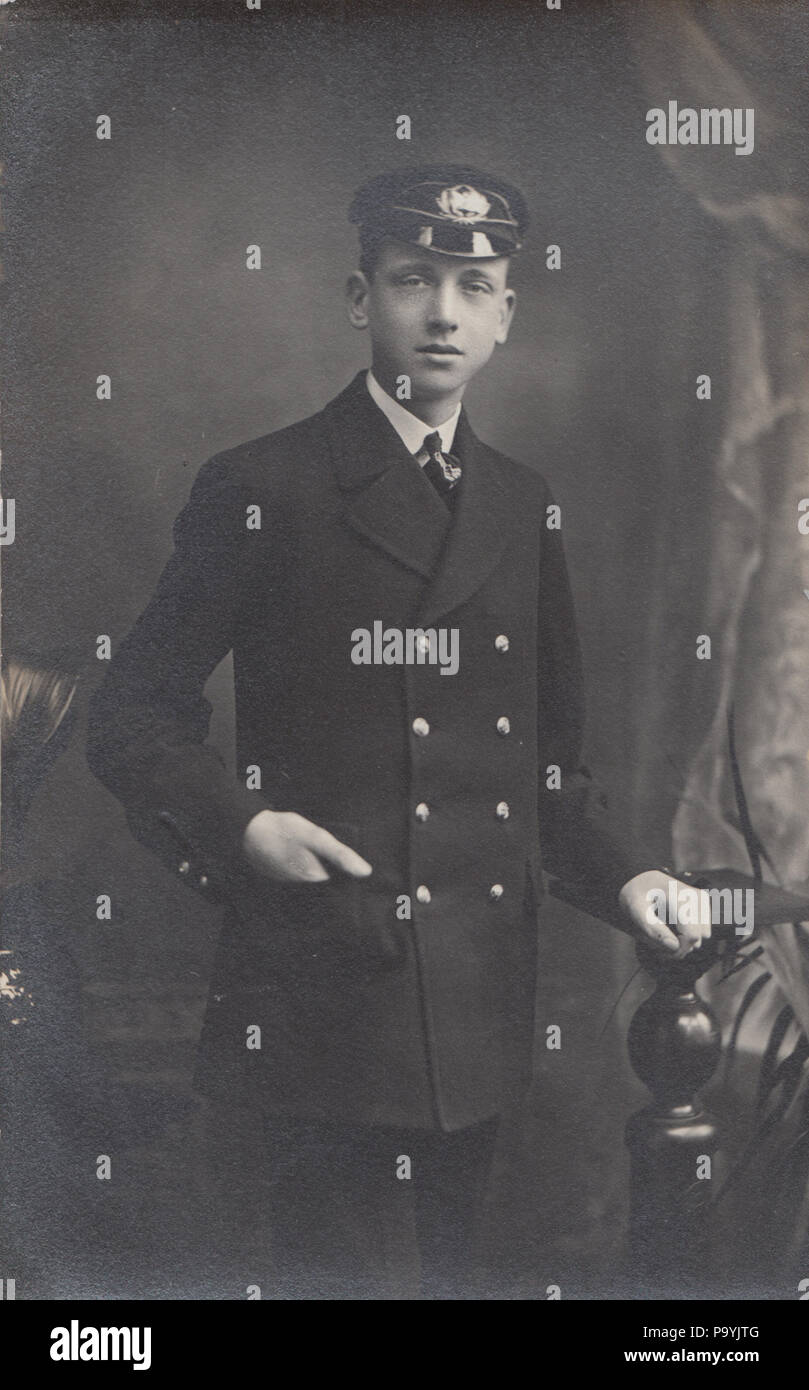 Vintage 1911 Photograph of Merchant Navy Sailor Harry Barnfather Stock Photo