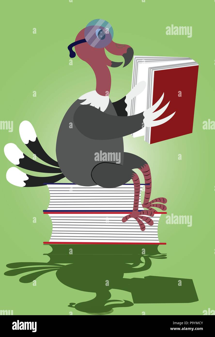 A reader looks keenly into his books Stock Vector