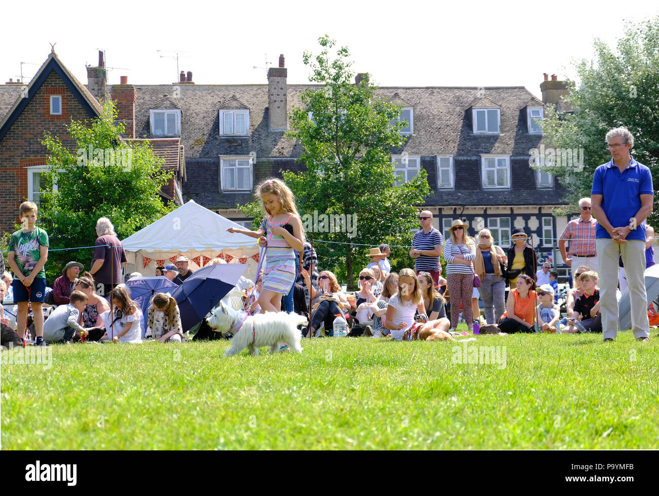 East Preston, West Sussex, UK. Fun dog show held on village green Stock Photo