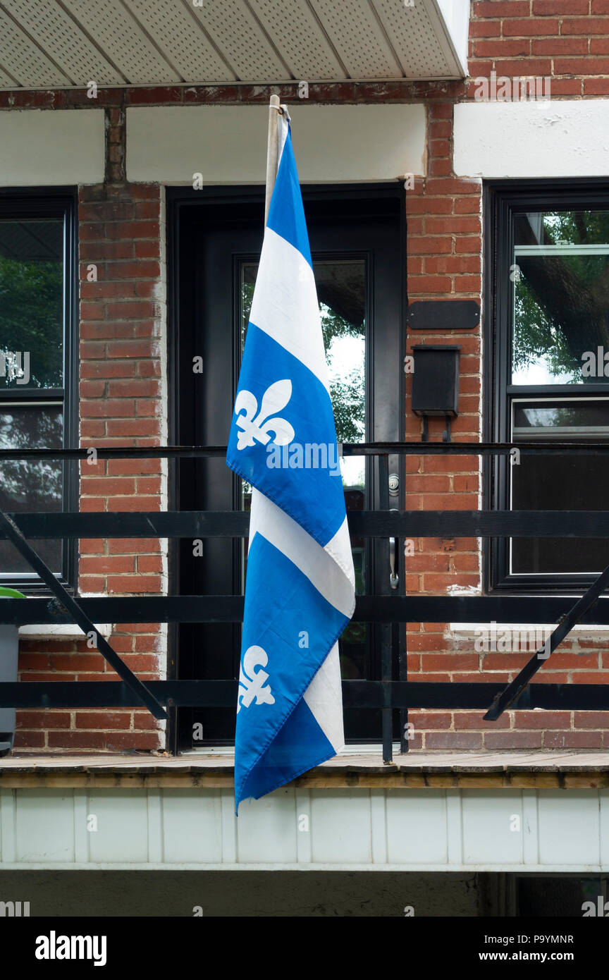 The blue and white flag of the province of Quebec in Canada Stock Photo