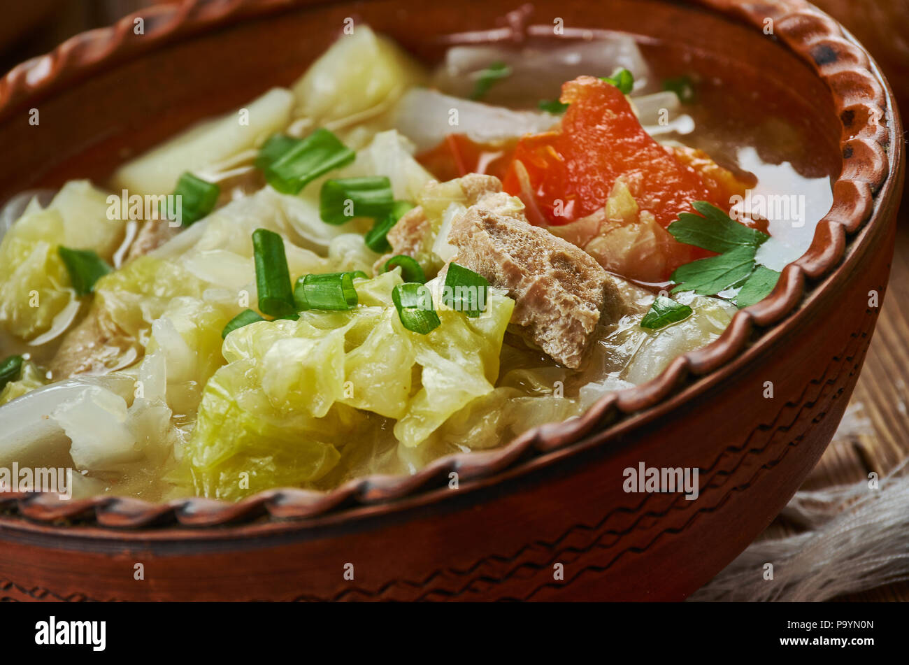 Polish Kapusta , Polish Cabbage Soup, Traditional assorted Poland