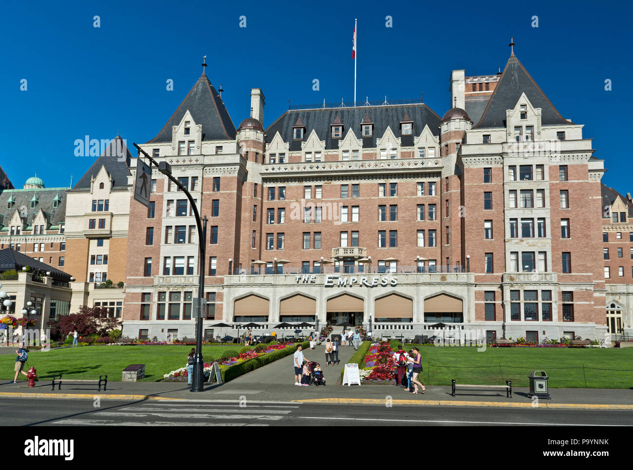 Fairmont Empress Hotel in Victoria, BC, Canada. Empress Hotel in Victoria, British Columbia, Canada. Summer 2018 in Victoria BC Canada. Stock Photo