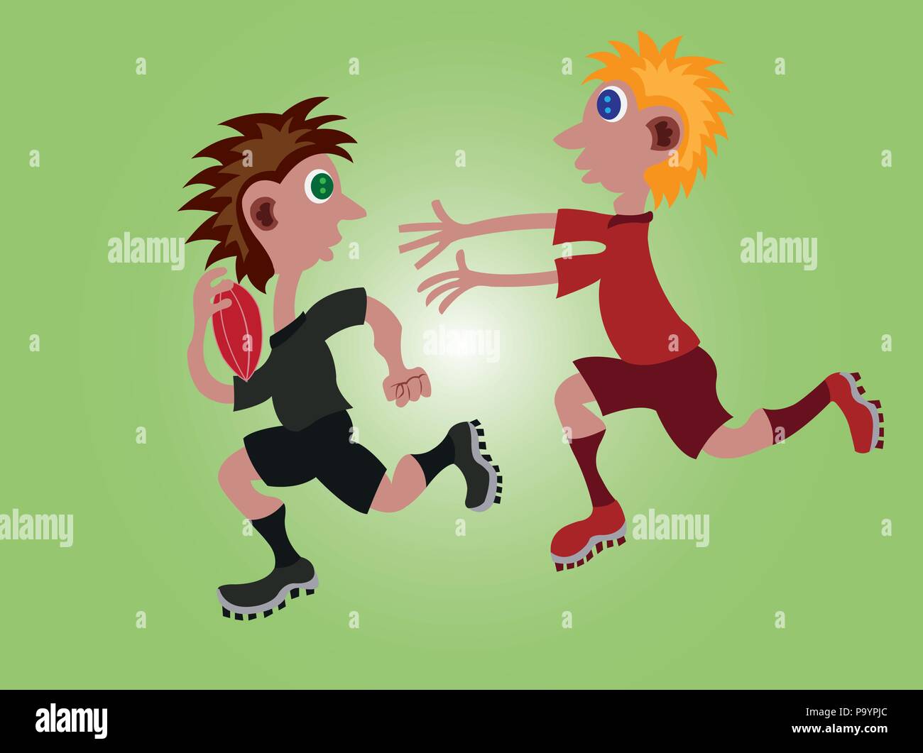two sportsmen Competing one another in a Rugby Game, Stock Vector