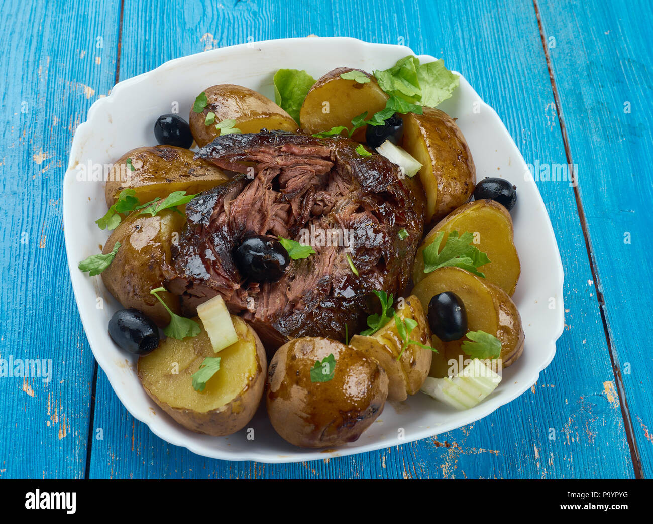Slow Cooker Greek Lamb Kleftiko close up Stock Photo - Alamy