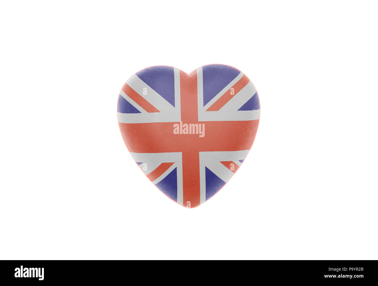 Heart with British Union Jack flag isolated on white background Stock ...