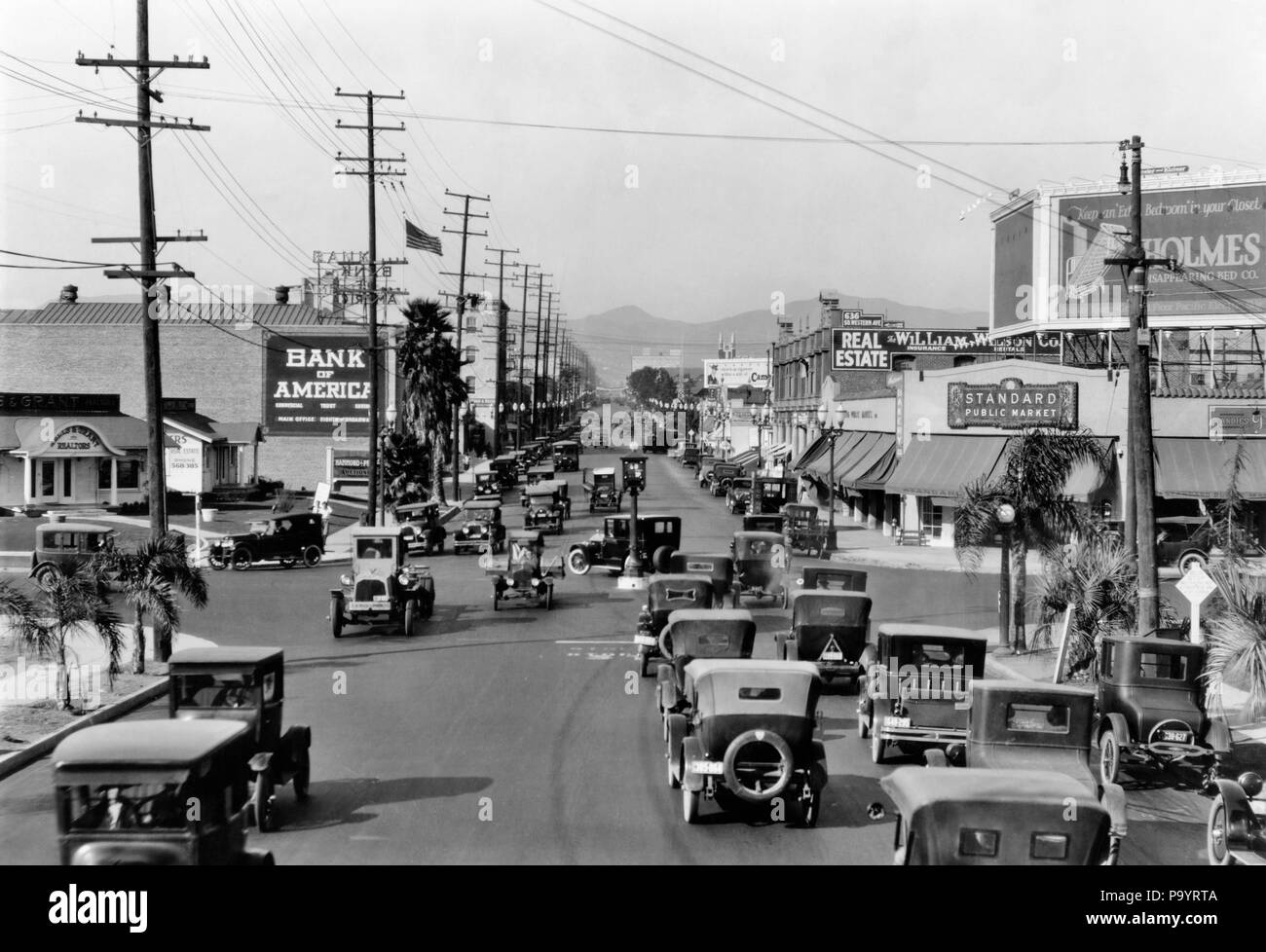 1920s 1924 VIEW NORTH ON WESTERN AVENUE FROM WILSHIRE BOULEVARD LOS ANGELES CALIFORNIA USA  - asp nn2841 ASP001 HARS WILSHIRE BOULEVARD Stock Photo