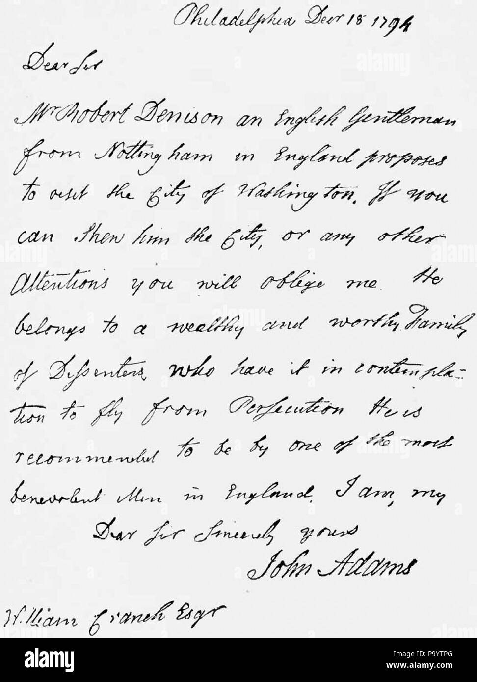 636 Facsimile of letter from John Adams to William Cranch Stock Photo