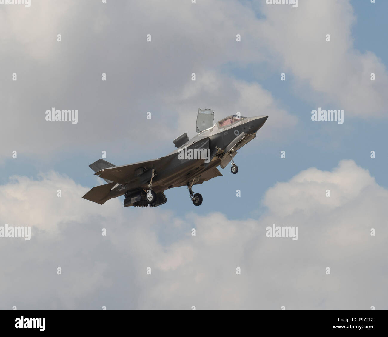 RAF F-35B Lightning II multirole stealth jet fighter flying at the 2018 Royal International AirTattoo Stock Photo