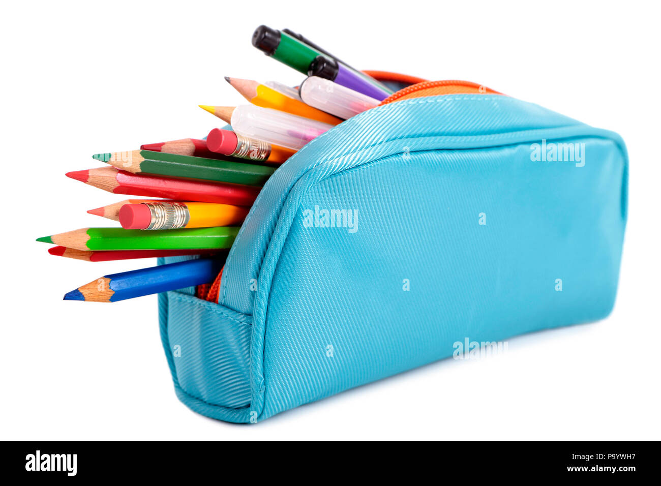 Blue pencil case Stock Photo Alamy