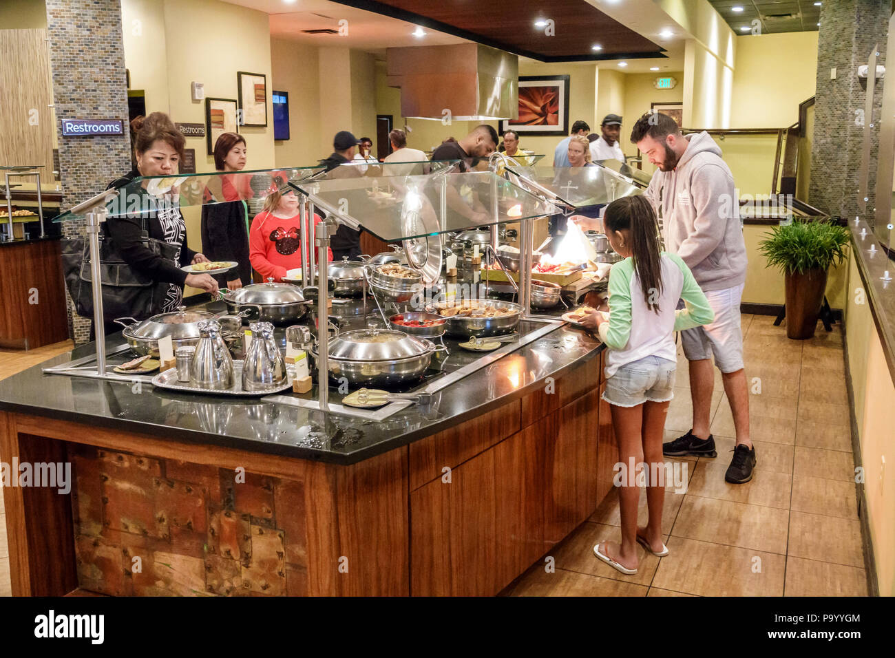 Orlando Florida,Doubletree by Hilton Orlando SeaWorld,hotel,property grounds,Laguna,restaurant restaurants food dining cafe cafes,breakfast buffet,sel Stock Photo