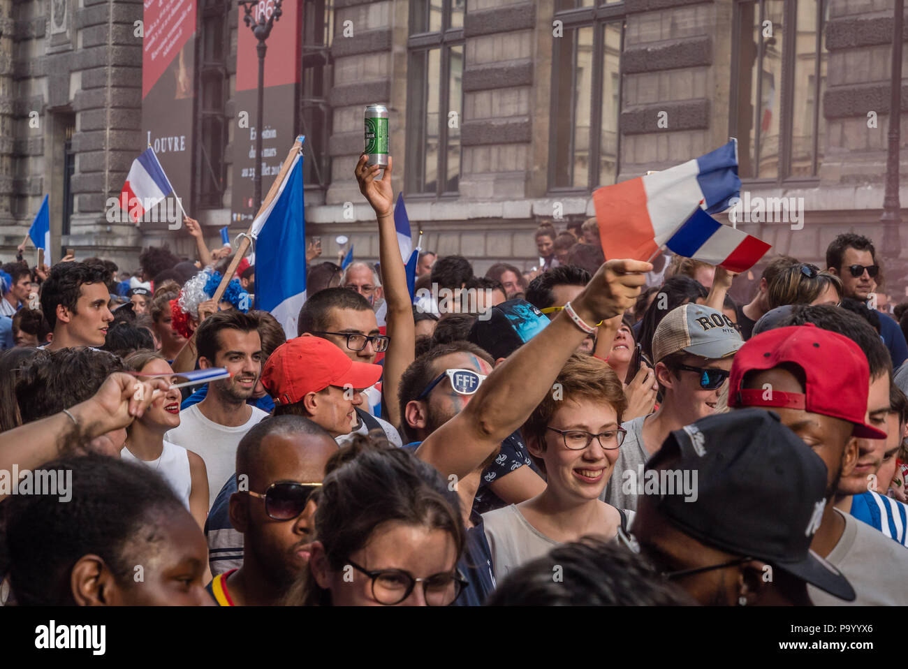 French happy crowd after the 2018 World Cup Final Game Stock Photo