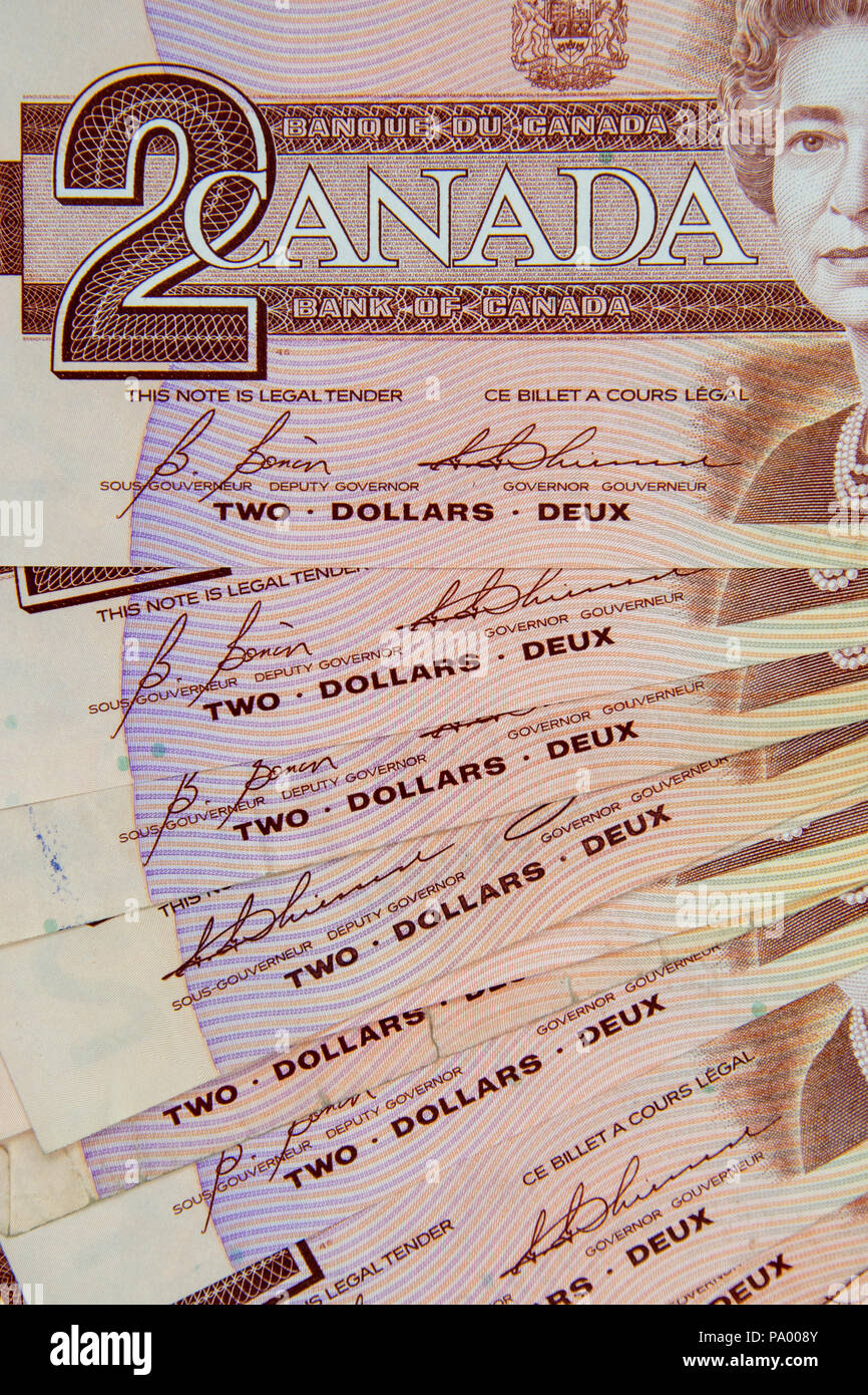 Canadian $2 bills which were last printed on February 18th, 1996 when ...