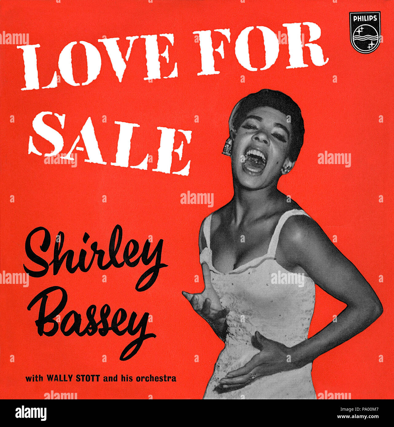 UK 45 rpm 7' EP by Shirley Bassey titled Love For Sale on the Philips label from 1960. Includes the songs Crazy Rhythm, Night And Day, The Gypsy In My Soul and Love For Sale. Arranged by Wally Stott (who later became Angela Morley) and produced by Johnny Franz. Stock Photo