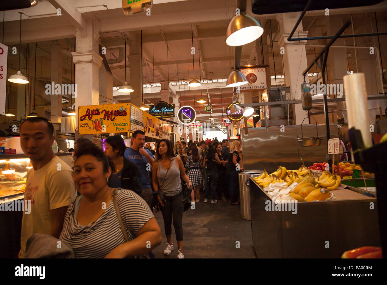 Inside the Grand Central Market, Los Angeles, California, USA Stock Photo