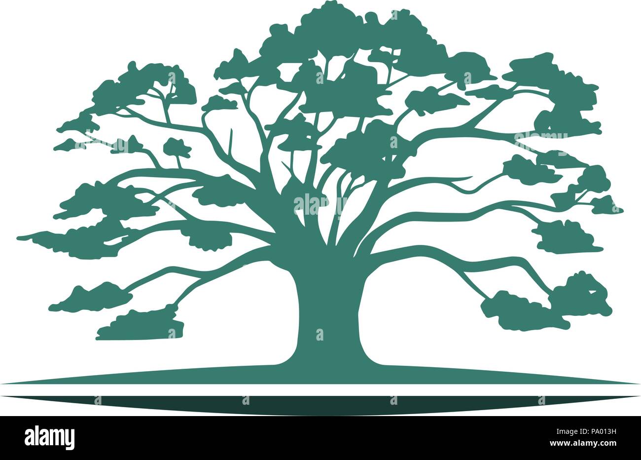 Big Oak Tree Ecology Environmental Nature Symbol Stock Vector