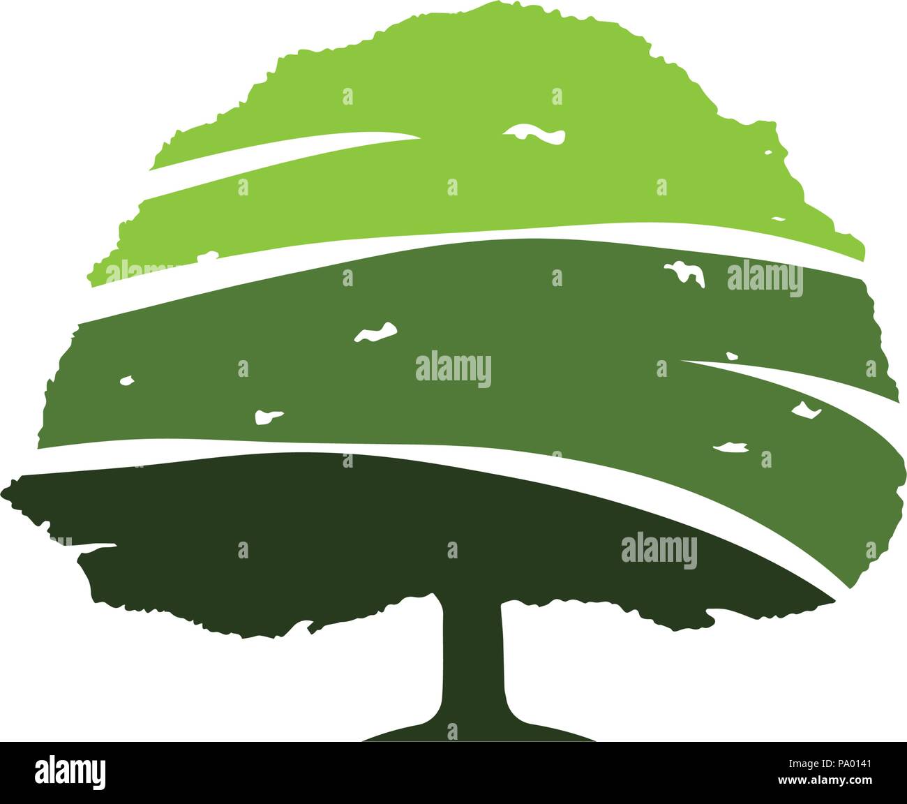 Green Oak Tree Evergreen Ecology Clean Symbol Stock Vector
