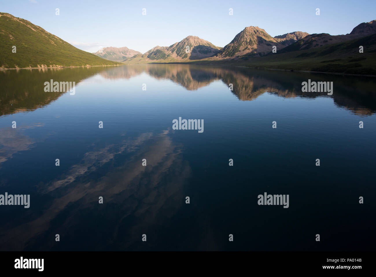 Landscape of remote lake in Kamchatka Stock Photo