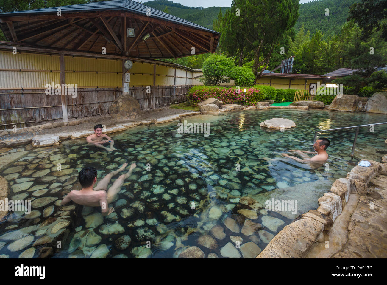 Kumano Kodo pilgrimage route. Rotenburu. Hot Spring Bath. Sasayuri Hotel. Watarase Onsen. Hongu Town. Tanabe city. Wakayama. UNESCO. Japan Stock Photo