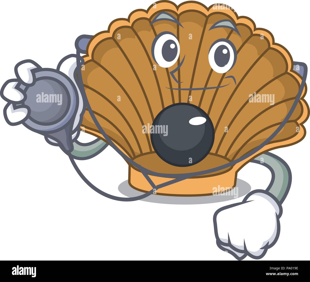 Doctor shell with pearl character cartoon Stock Vector