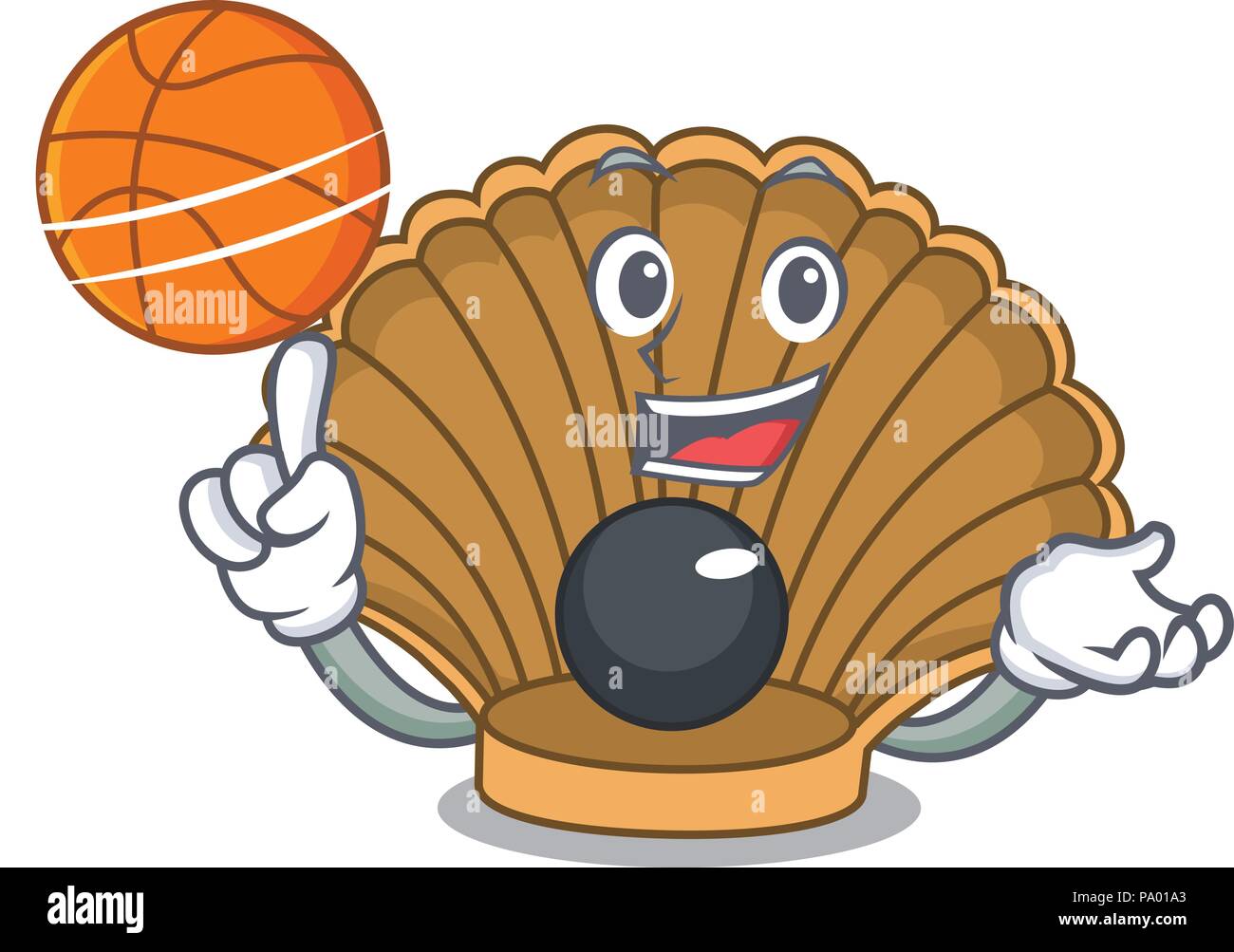 With basketball shell with pearl character cartoon Stock Vector