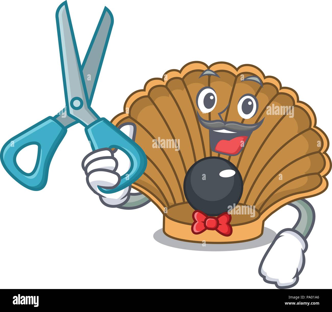 Barber shell with pearl character cartoon Stock Vector