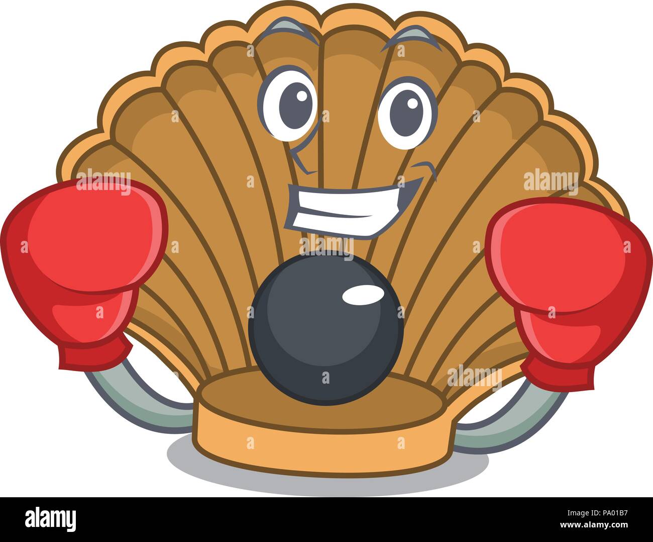 Boxing shell with pearl character cartoon Stock Vector
