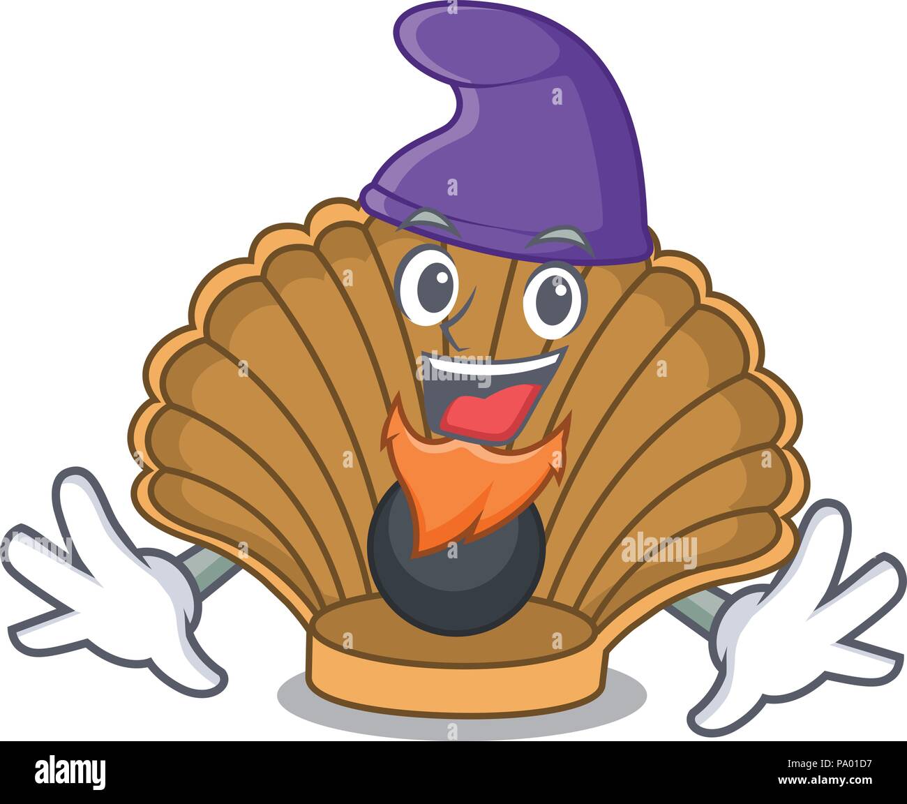 Elf shell with pearl character cartoon Stock Vector