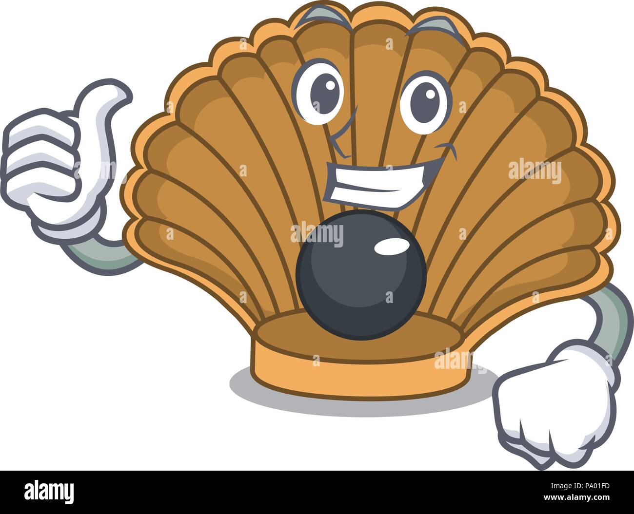 Thumbs up shell with pearl character cartoon Stock Vector