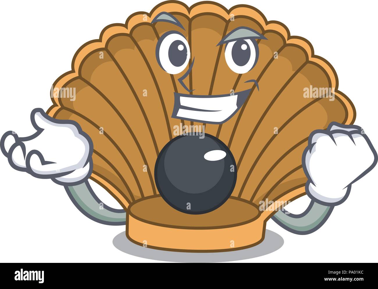 Successful shell with pearl character cartoon Stock Vector