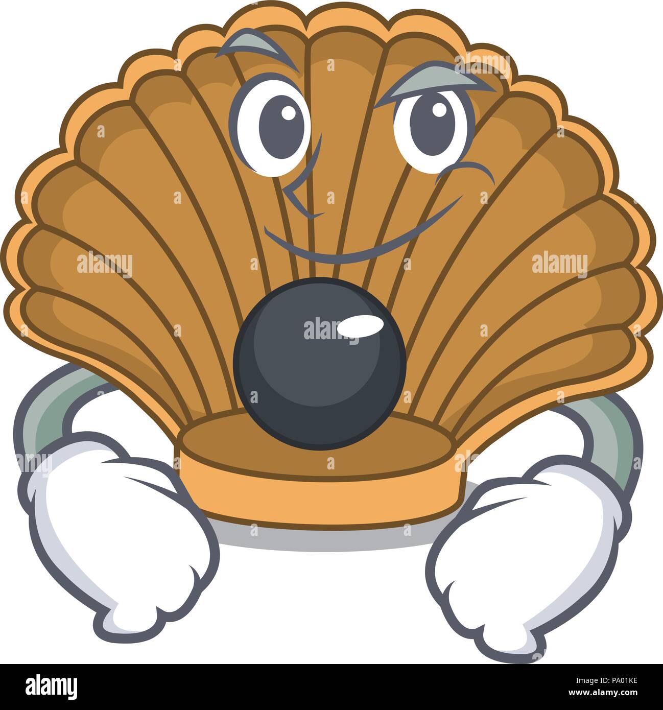 Smirking shell with pearl character cartoon Stock Vector