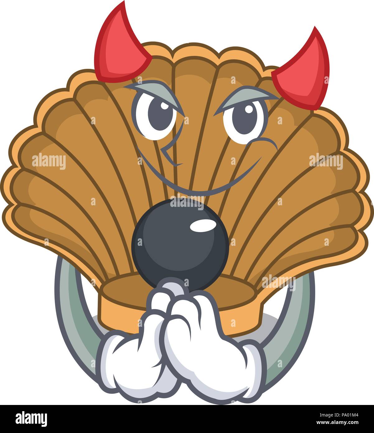 Devil shell with pearl mascot cartoon Stock Vector