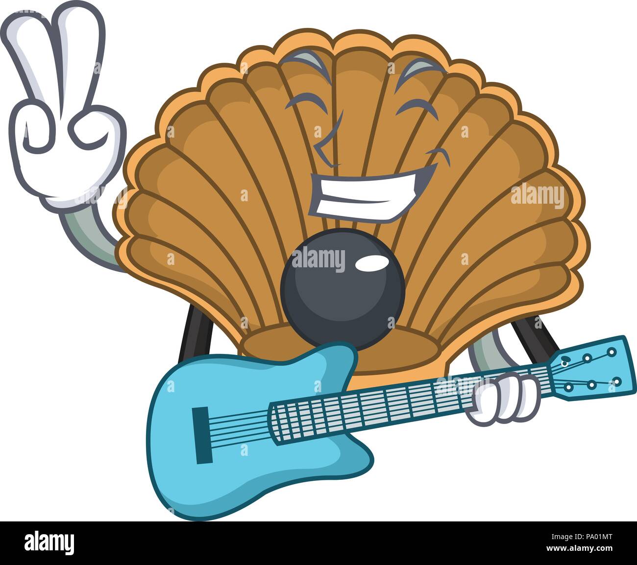 With guitar shell with pearl mascot cartoon Stock Vector