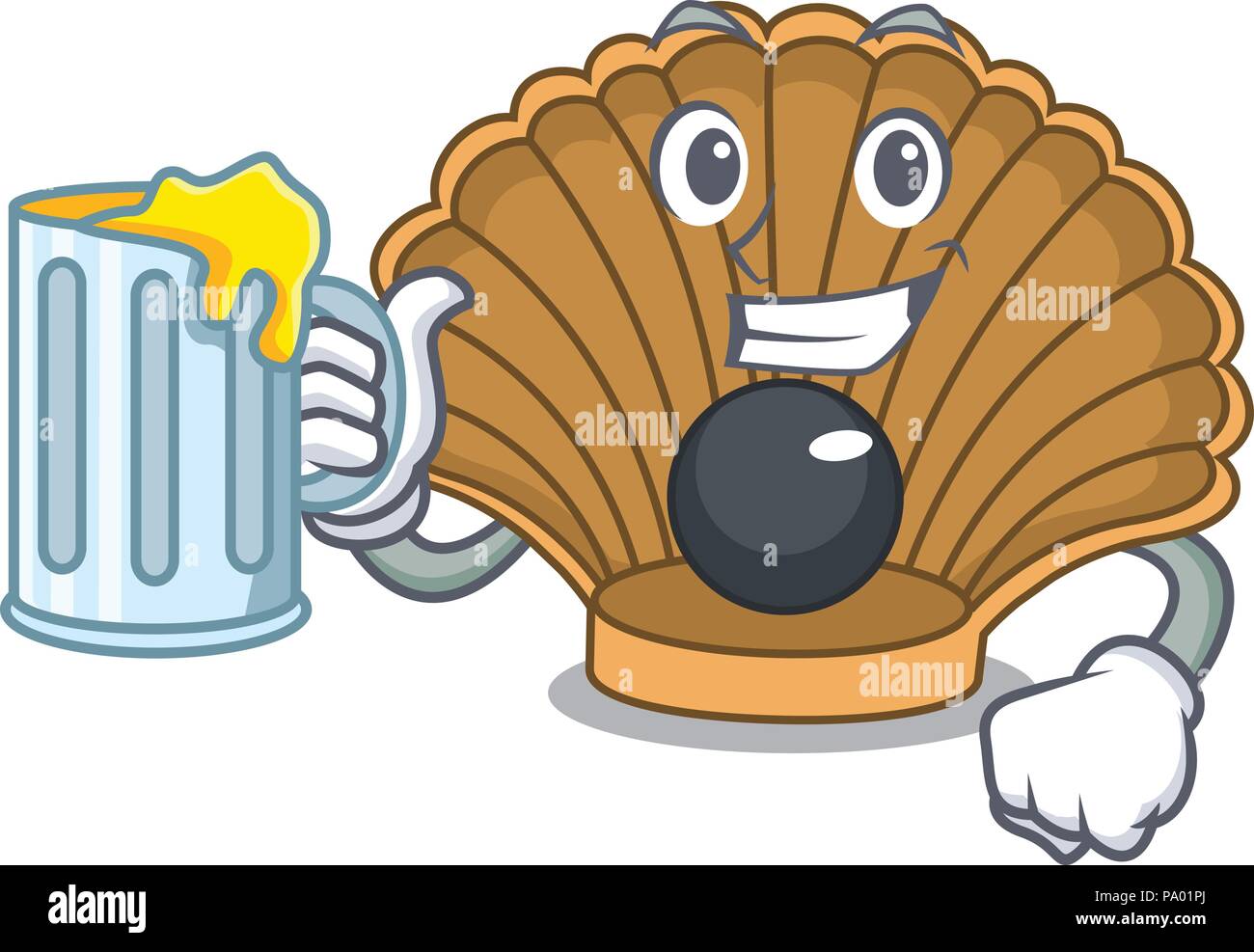 With juice shell with pearl mascot cartoon Stock Vector