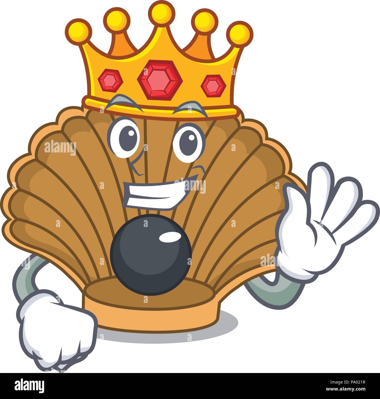 King shell with pearl mascot cartoon Stock Vector