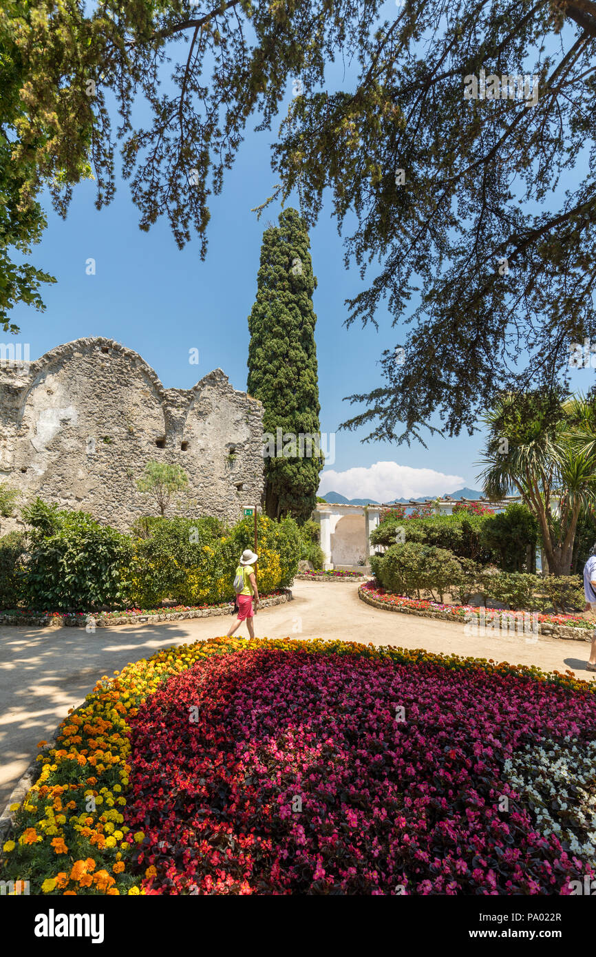 Ravello, Italy - June 16, 2017: Garden at Villa Rufolo in Ravello. Amalfi Coast Italy Stock Photo