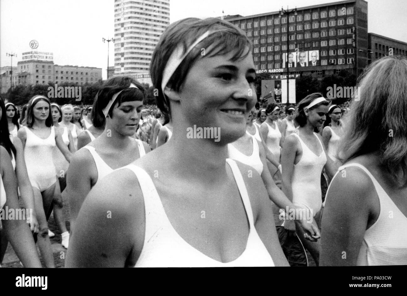 parade in East Berlin, East Germany, 70s Stock Photo