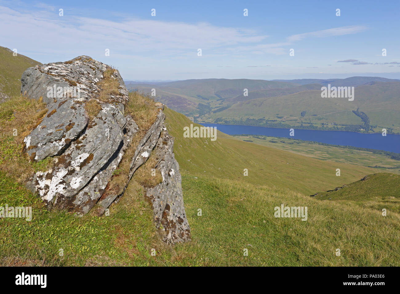 View of Loch Tay from the top of Ben Lawers nr Aberfeldy Stock Photo