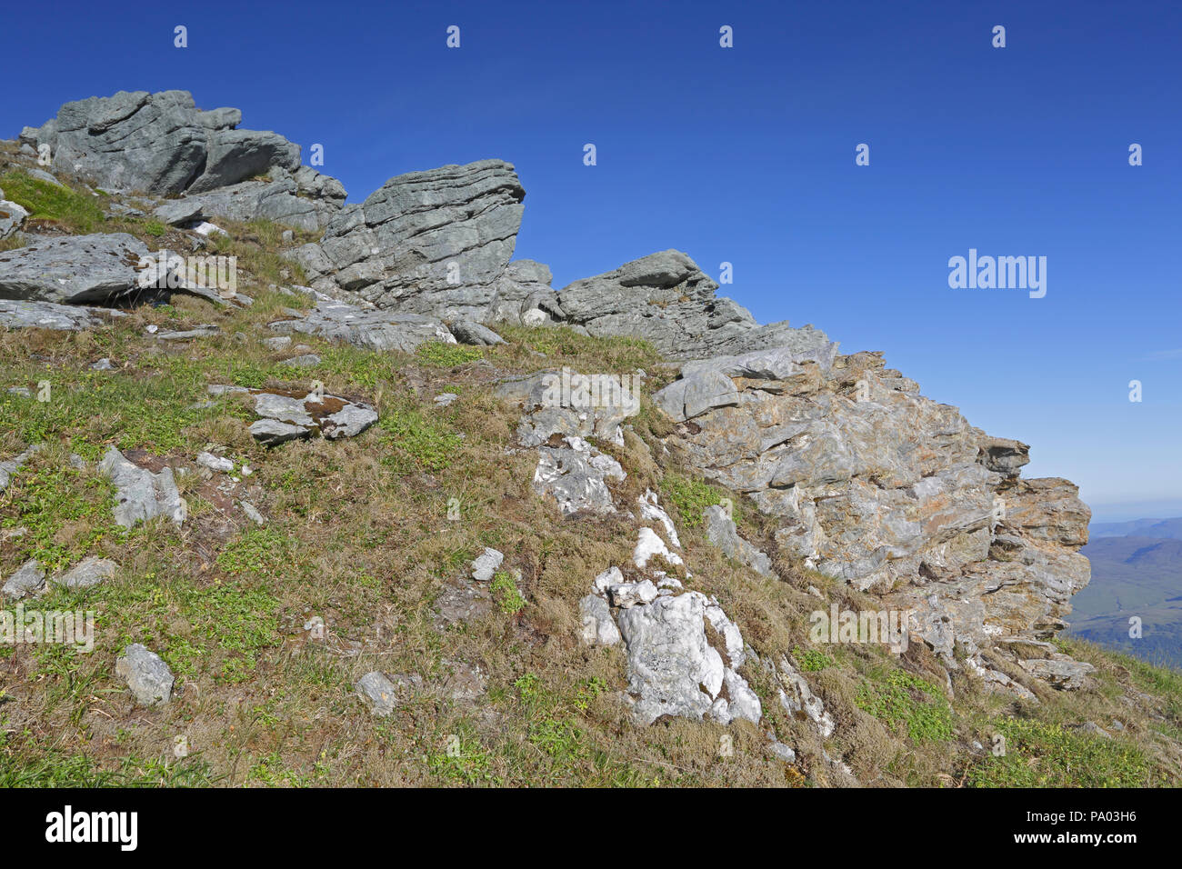 View of rock formations on the top of Ben Lawers nr Aberfeldy Stock Photo