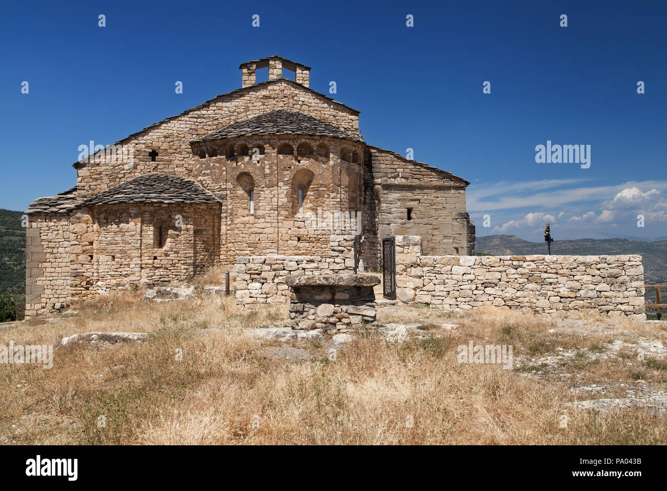 Collegiate Church of Mur in Castell de Mur, Lleida, Catalonia. Stock Photo