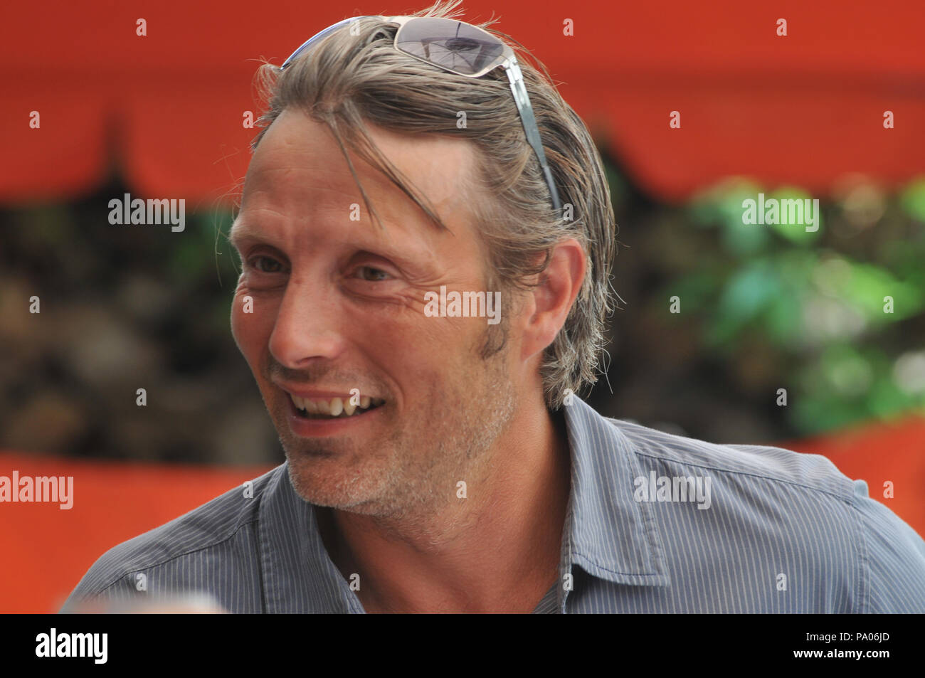 Actor Mads Mikkelsen in a Beergarden in Munich during Filmfest München 2010 Stock Photo